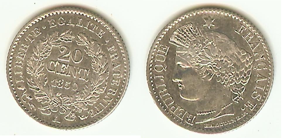 20 Centimes Cérès 1850A EF+